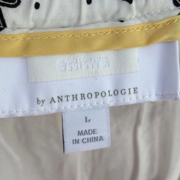 ETT TWA by Anthropologie Womens Cropped Wide Leg Pants Black White Size Large - Picture 7 of 15